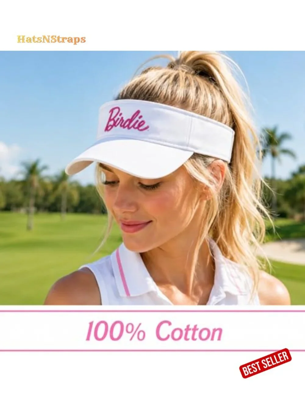 100% Cotton Adjustable Golf Visor with Sweatband